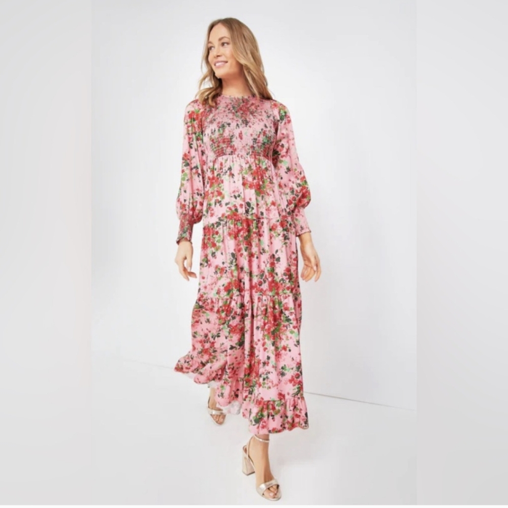 Tuckernuck Peony Meadows Libby Dress Pink Maxi Floral.